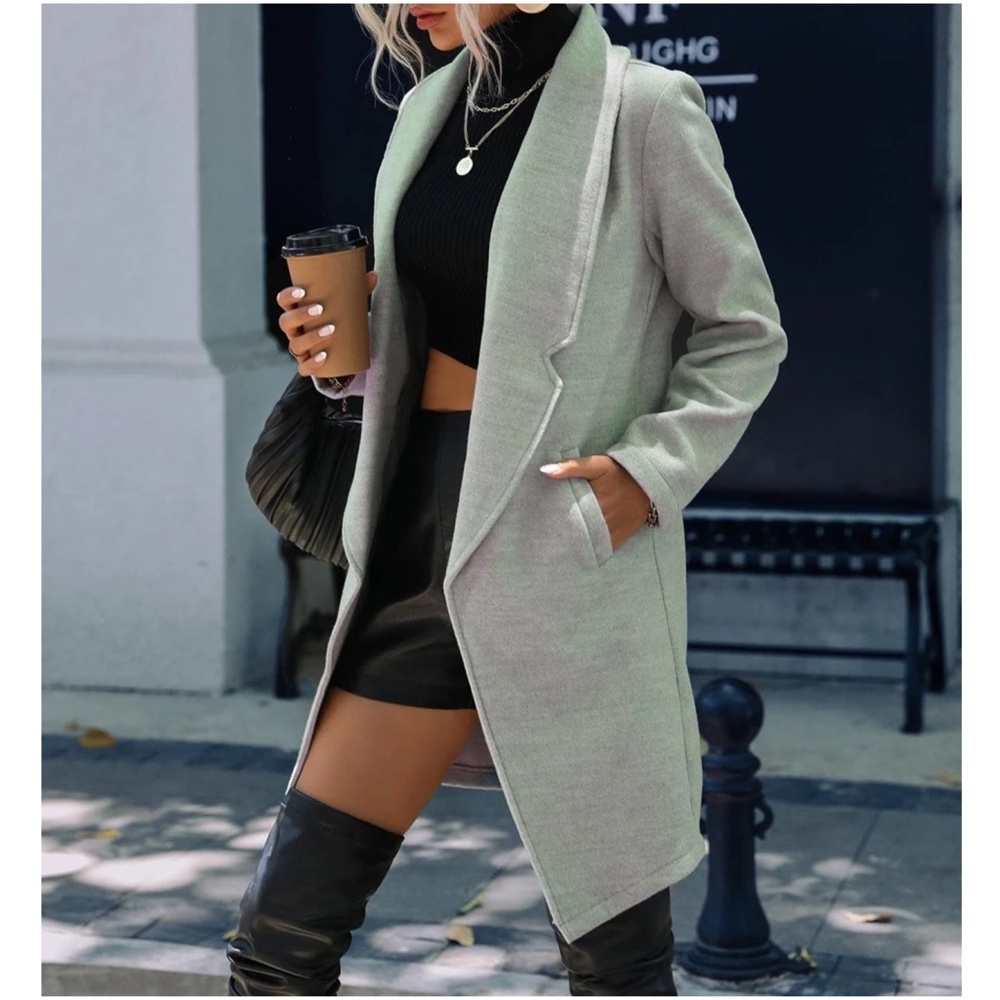 Cozy Pocket Open Front Jacket Coat - Picture 4 of 5